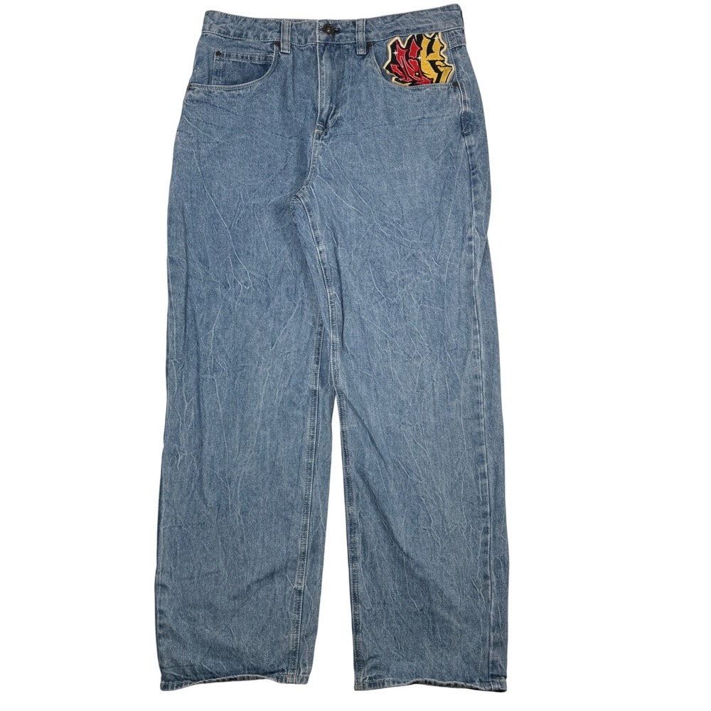 Ninth Hall Jeans Mens 32  Ambush Dragon Embroidered Baggy Wide Leg Y2K Skater